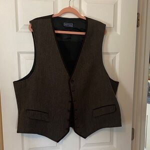 Paul Fredrick Men's Dark Brown Vest 100% Wool, Size 50